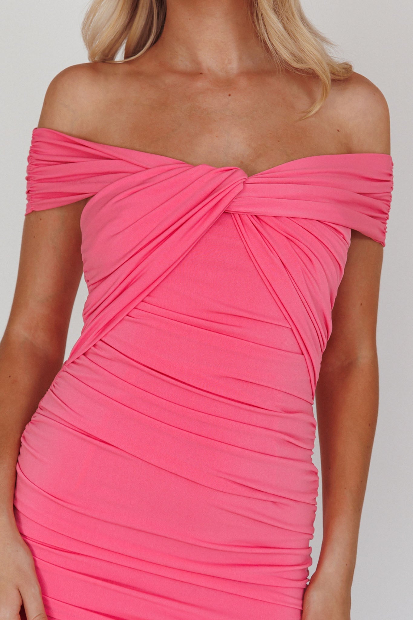 Maja Off-Shoulder Midi Dress Pink