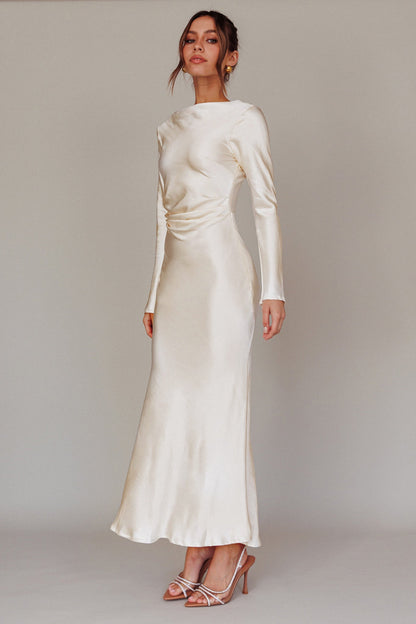 Loveland Cowl Back Midi Dress Oyster
