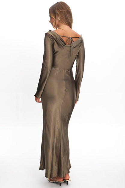 Loveland Cowl Back Midi Dress Olive