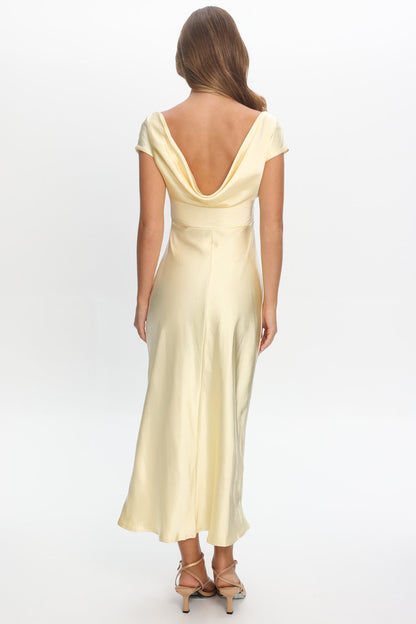 Loveland Cap Sleeve Cowl Back Midi Dress Butter