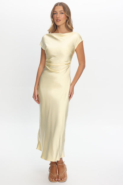 Loveland Cap Sleeve Cowl Back Midi Dress Butter