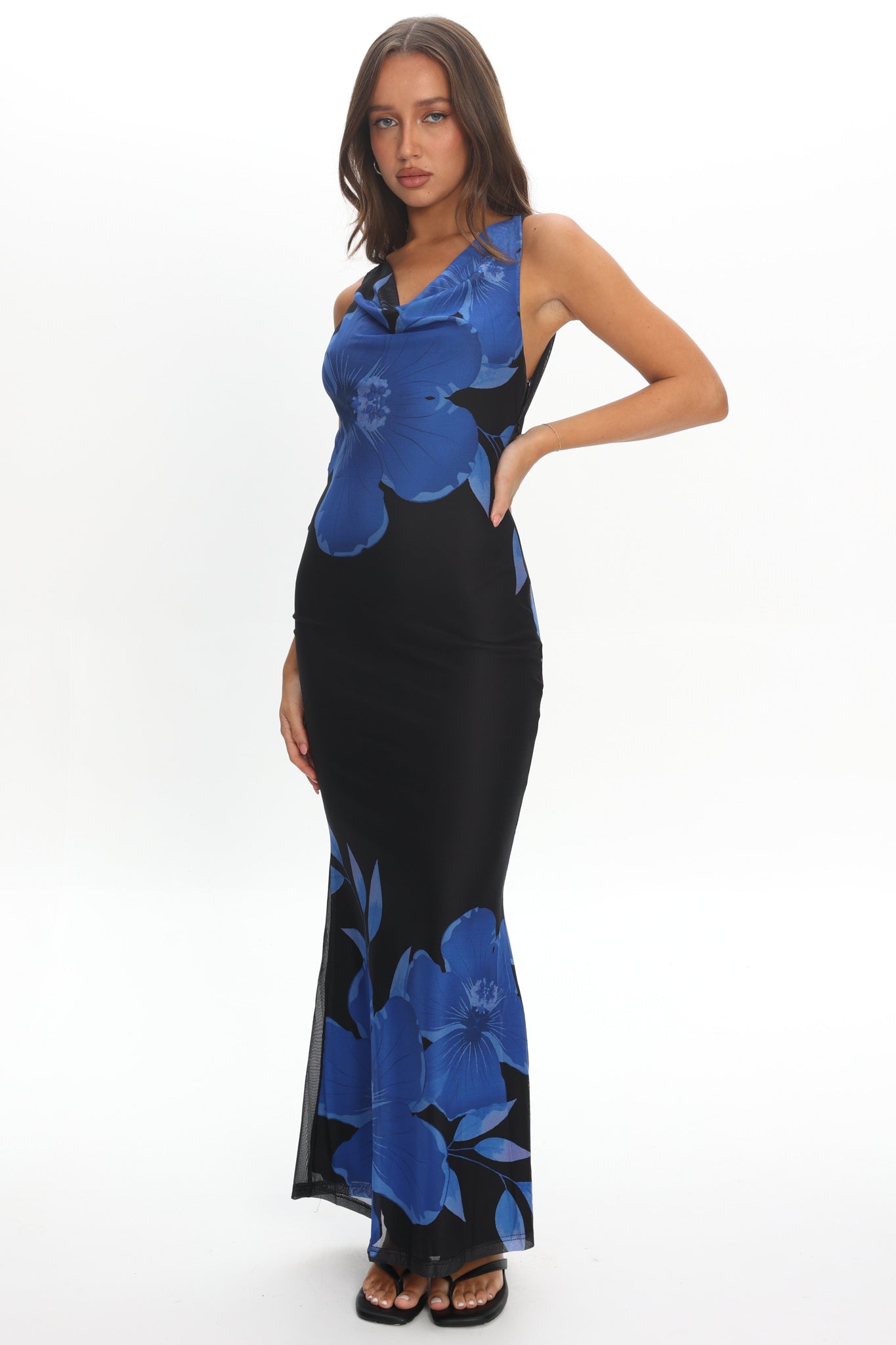 Cassiopeia Open Back Maxi Dress Hibiscus Blue