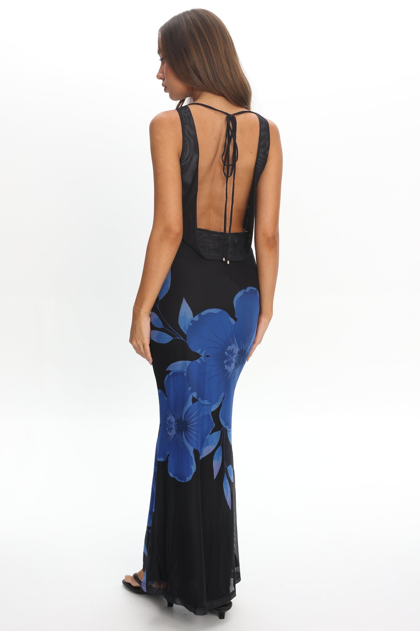 Cassiopeia Open Back Maxi Dress Hibiscus Blue