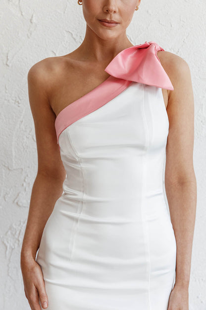 Sweetest Thing One-Shoulder Bow Maxi Dress White