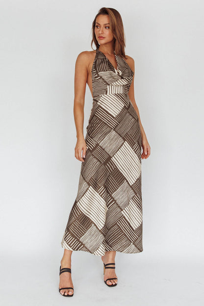 Kailie Halterneck Midi Dress Crosshatch Olive