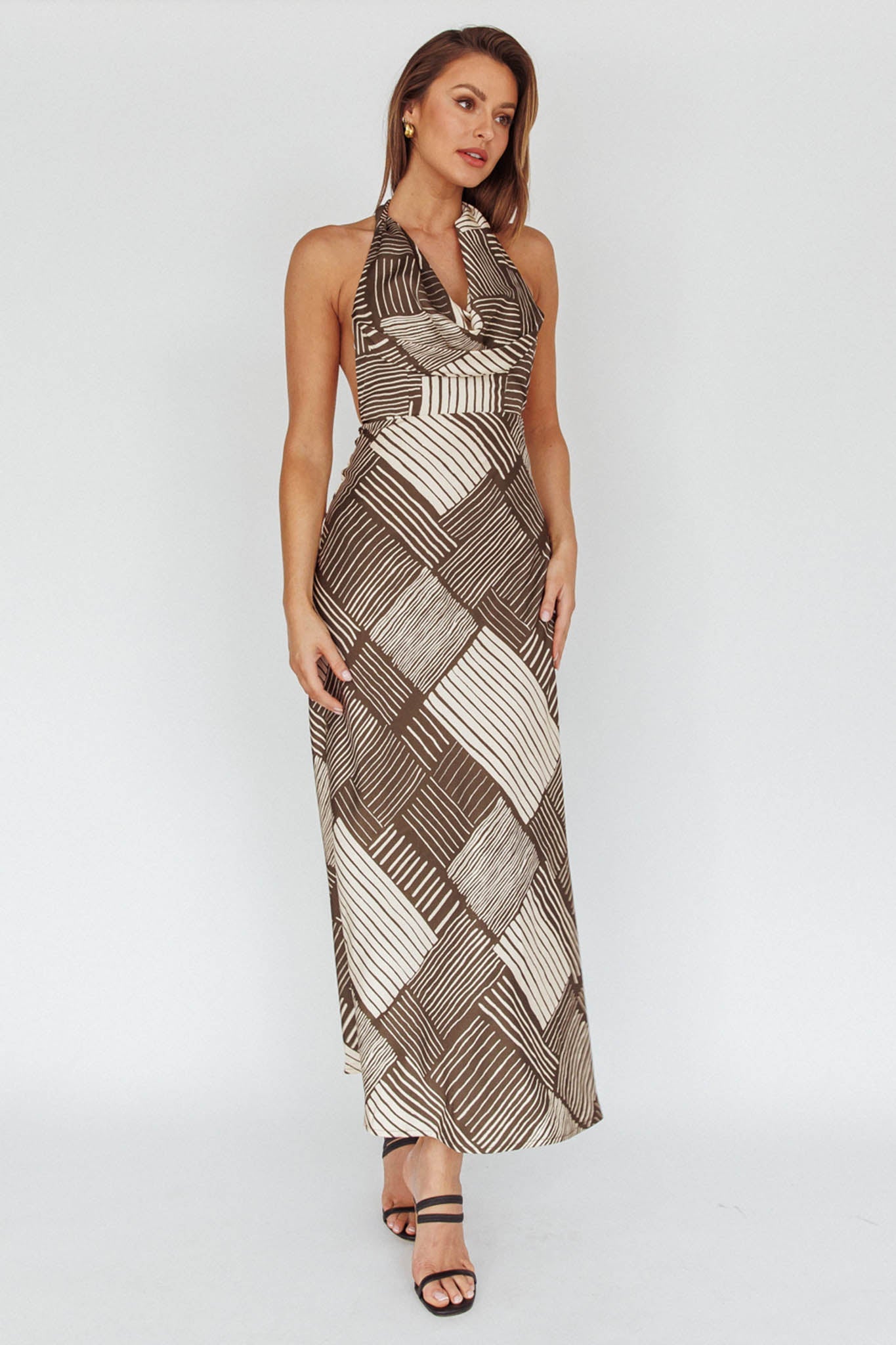Kailie Halterneck Midi Dress Crosshatch Olive
