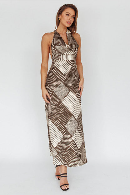 Kailie Halterneck Midi Dress Crosshatch Olive