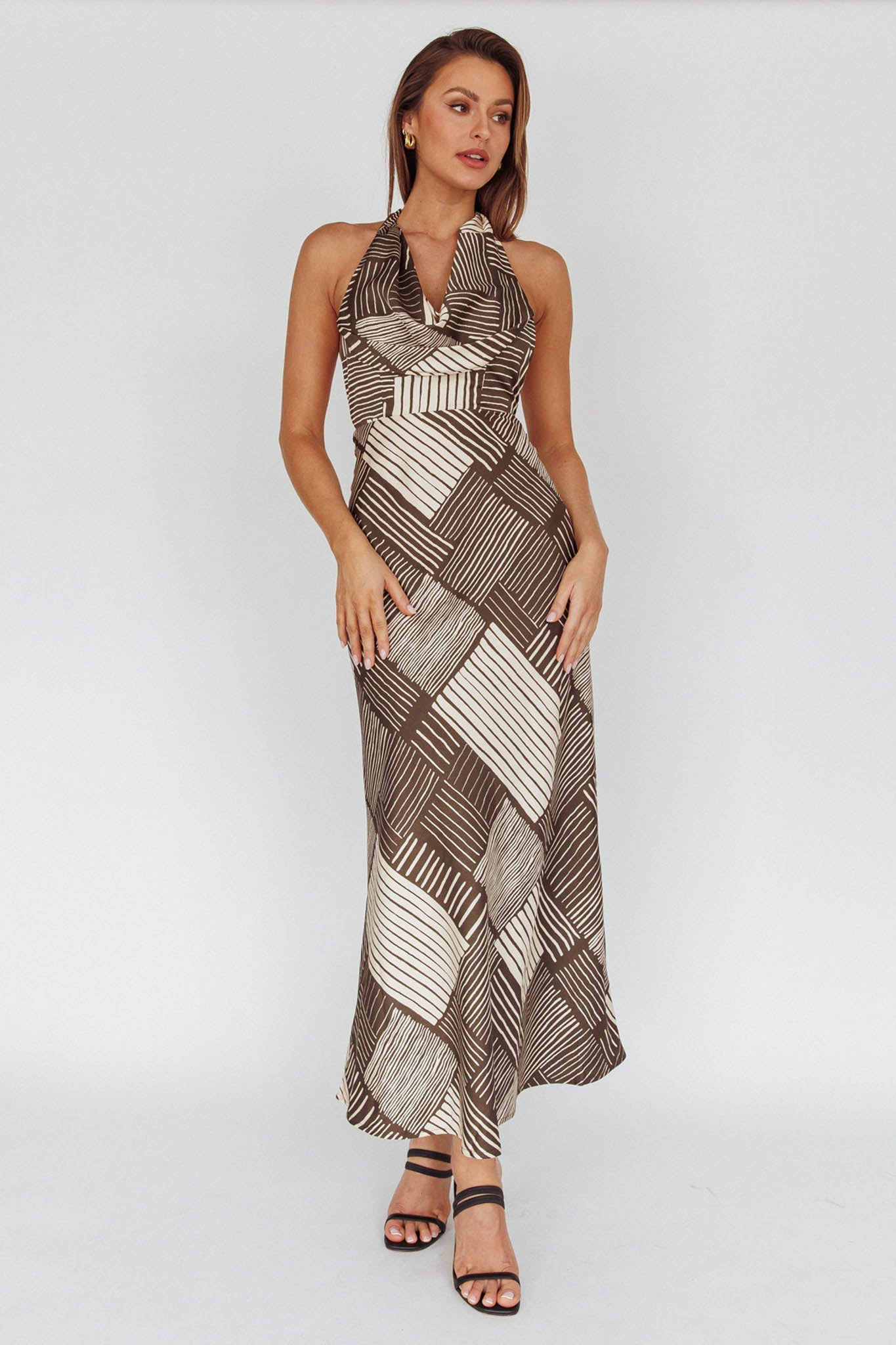 Kailie Halterneck Midi Dress Crosshatch Olive