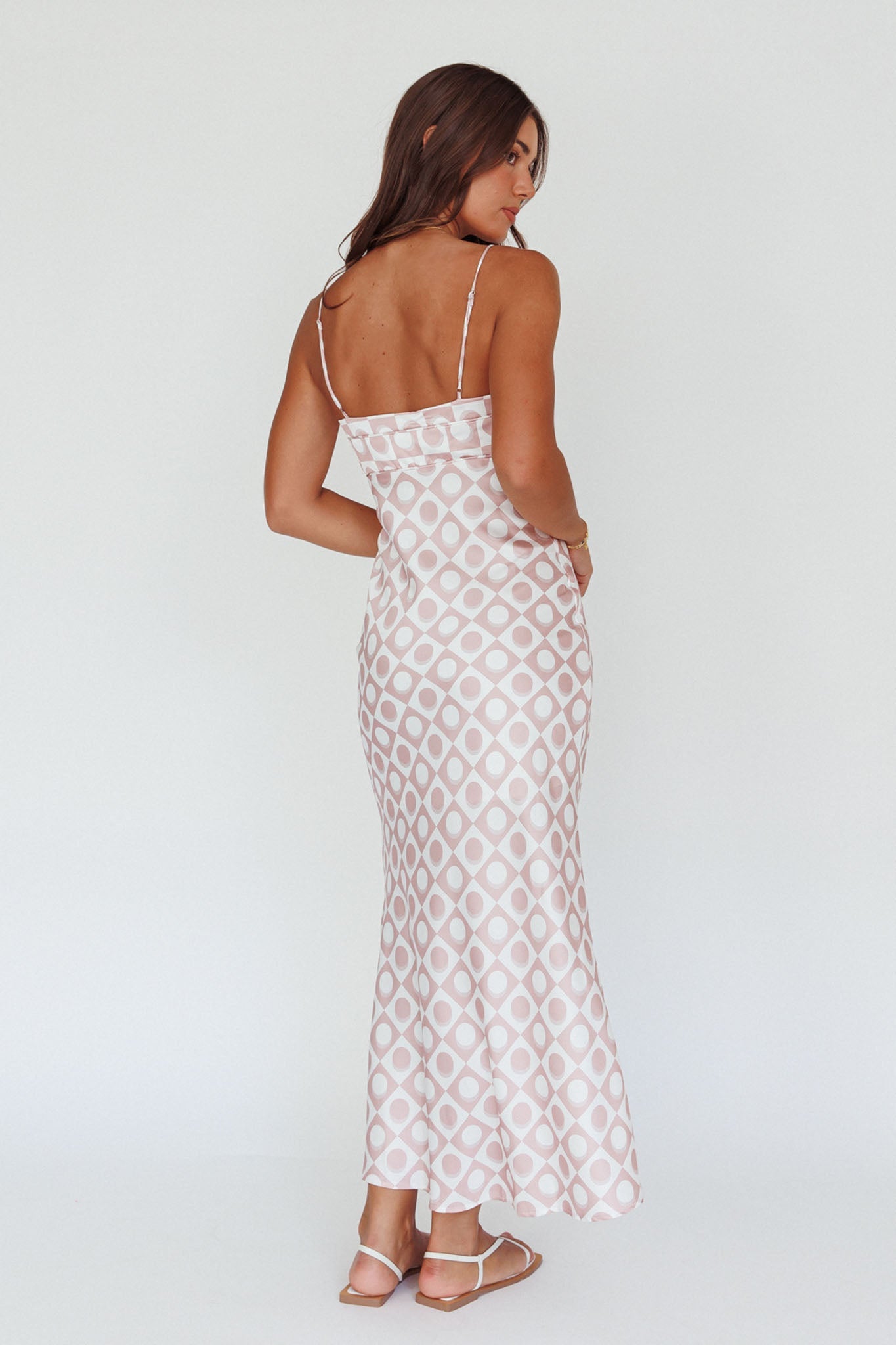 Lane Cove Cami Strap Maxi Dress Print Mocha
