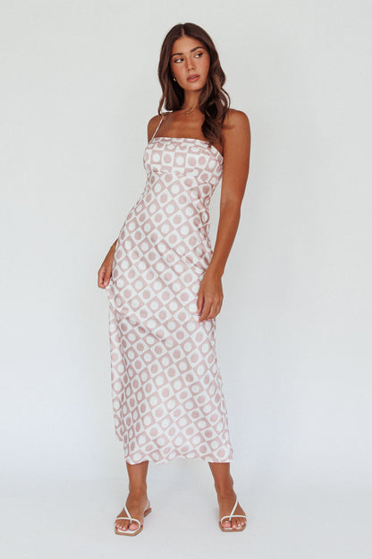 Lane Cove Cami Strap Maxi Dress Print Mocha