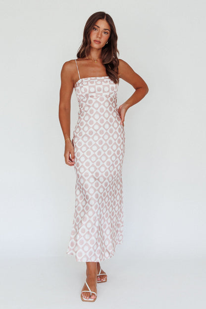 Lane Cove Cami Strap Maxi Dress Print Mocha