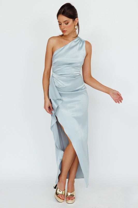 Kamillia One-Shoulder Split Midi Dress Pistachio