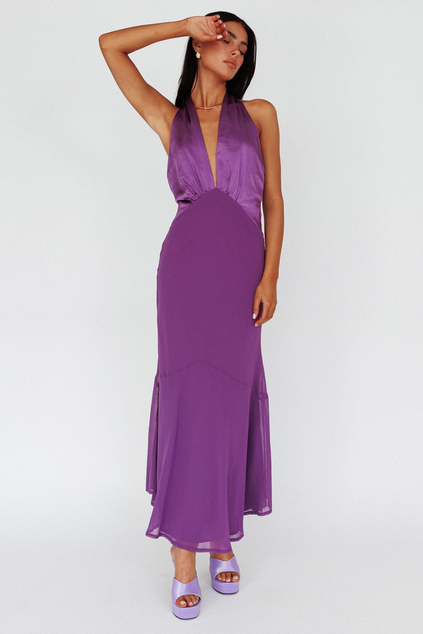 Vision Halterneck Midi Dress Violet