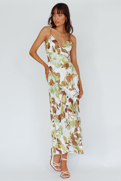 Egypt Cami Strap Maxi Dress Print Green