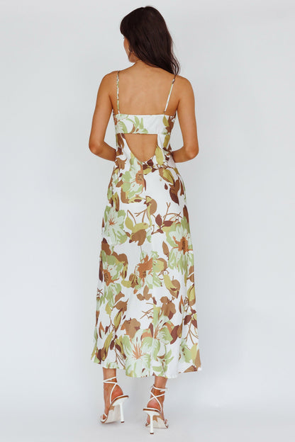 Egypt Cami Strap Maxi Dress Print Green