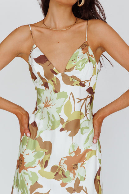 Egypt Cami Strap Maxi Dress Print Green