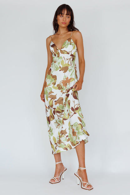Egypt Cami Strap Maxi Dress Print Green