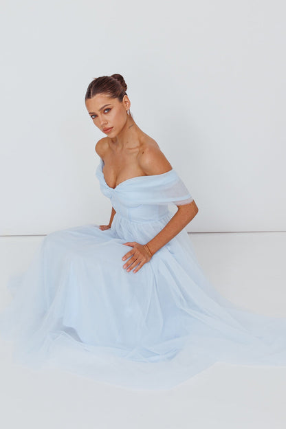 Dreamers & Lovers Off-Shoulder Maxi Dress Powder Blue