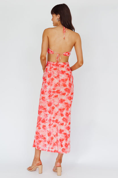 Alivia Tied Back Maxi Dress Floral Red