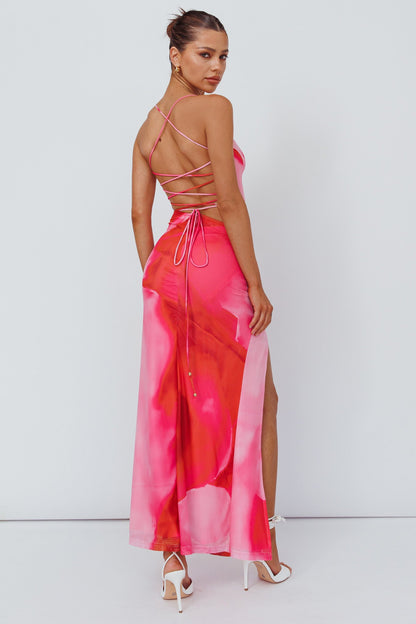 Alejandre Cut-Out Tied Maxi Dress Print Pink