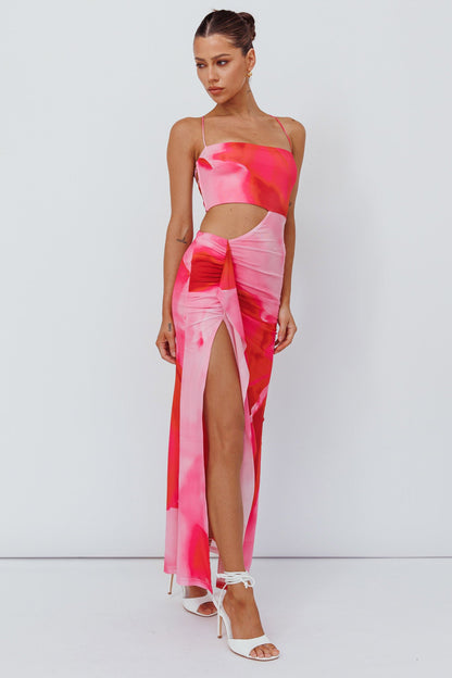 Alejandre Cut-Out Tied Maxi Dress Print Pink