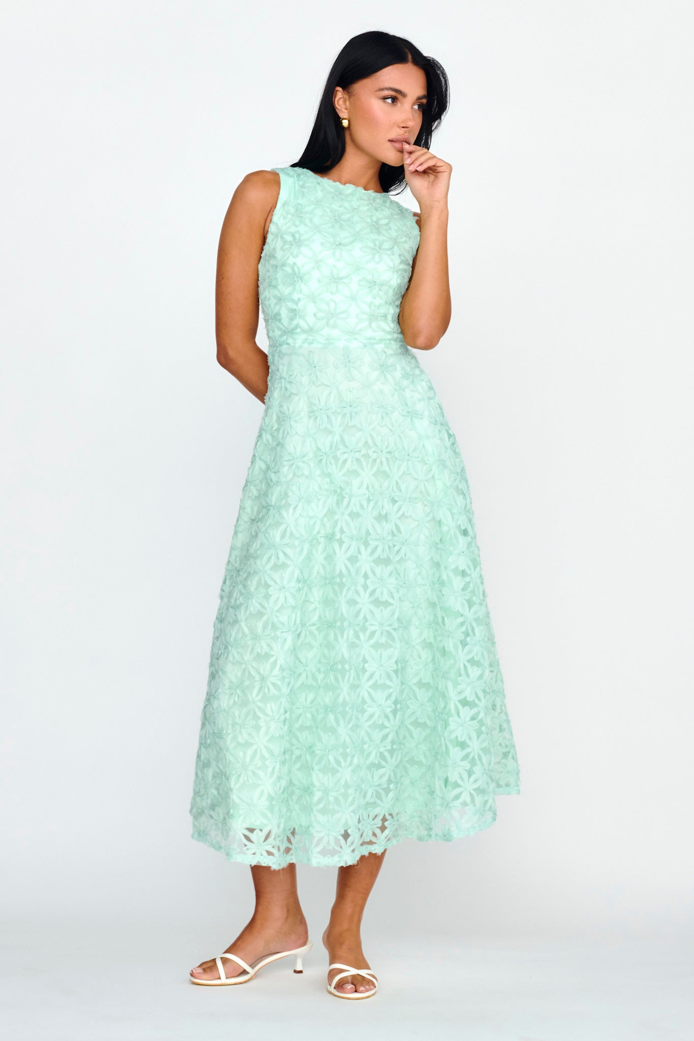Dianne Sleeveless Embellished Midi Dress Mint