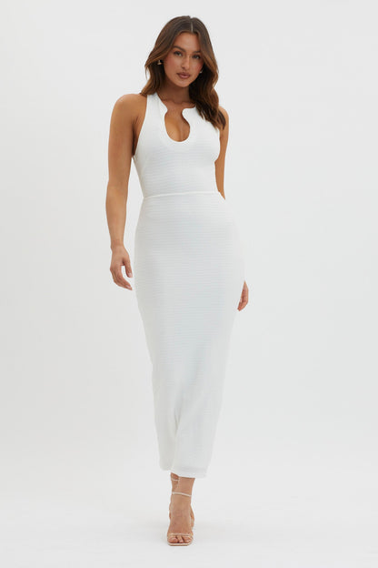 Seek And Find Asymmetric Neckline Dress White