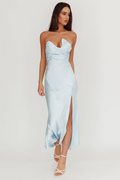Blaise Asymmetric Neckline Maxi Dress Blue