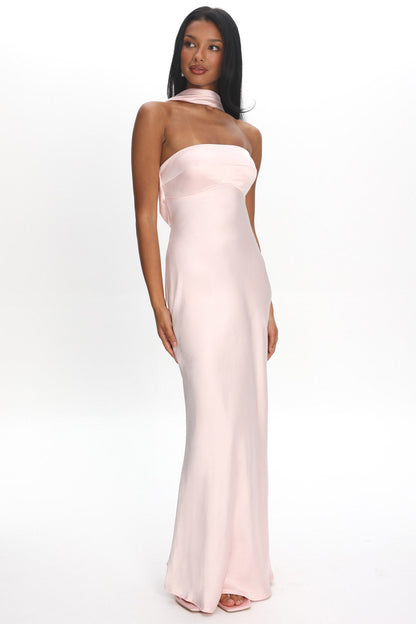 Damsel Reverse Halter Maxi Dress Blush