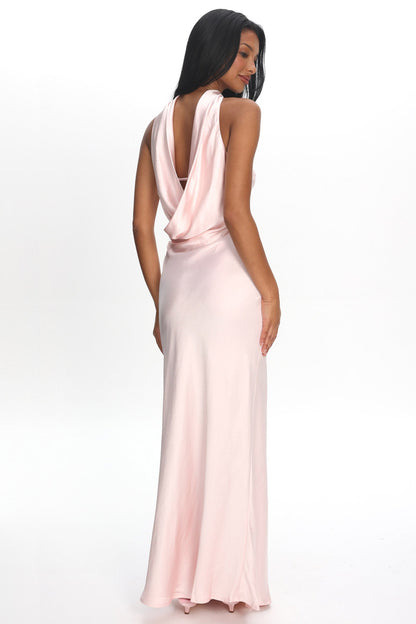 Damsel Reverse Halter Maxi Dress Blush