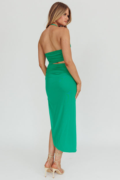 Somebody Cut-Out Halter Neck Midi Dress Green