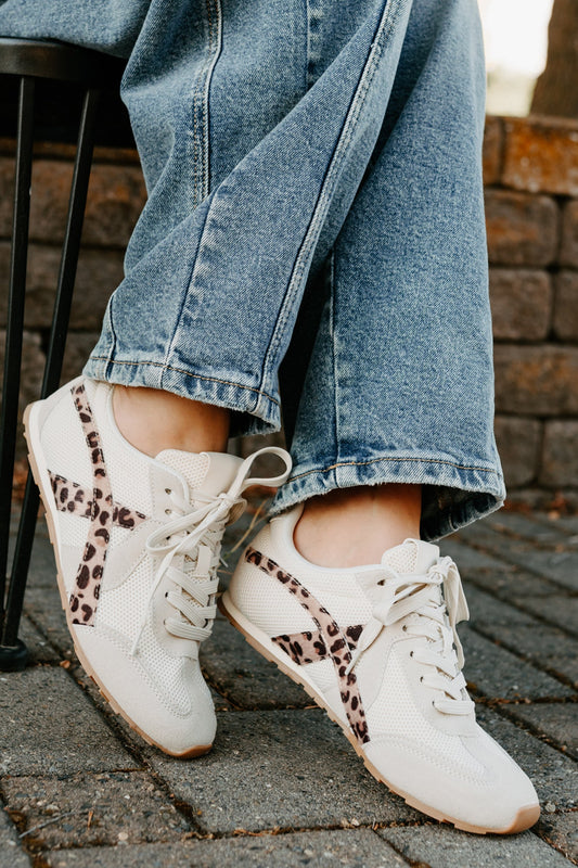 Chase The Wins Lace-Up Mesh Sneakers (Leopard)