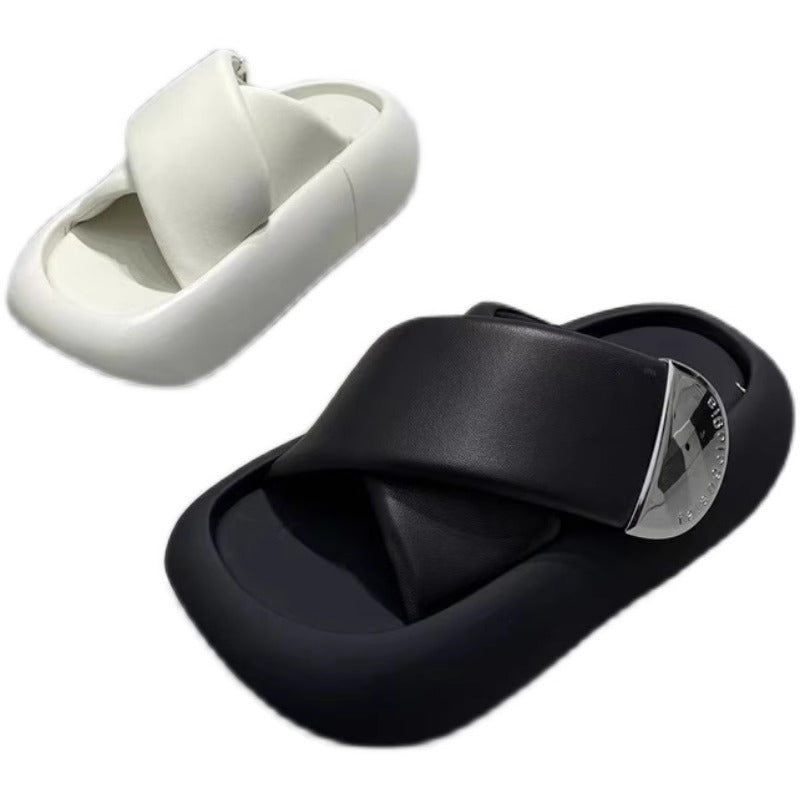 Cross Straps Thick Bottom Slippers