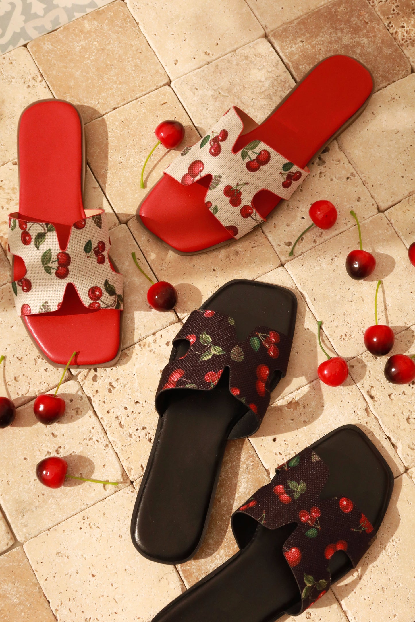 Cherry Baby Slip On Sandals - Red