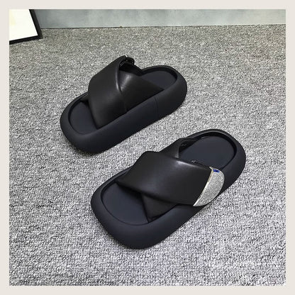 Cross Straps Thick Bottom Slippers