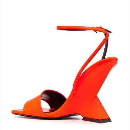 Open Square Toe Buckle High Heel Sandals