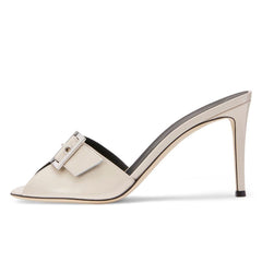 Open Toe Buckle Stiletto Mule Sandals