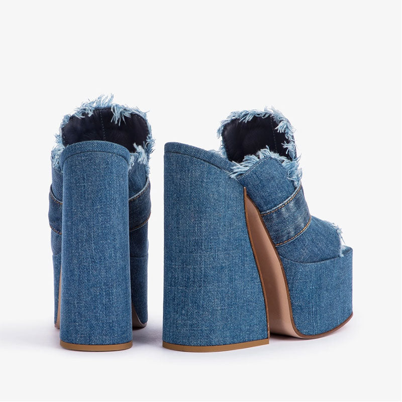 Denim Fray Platforms
