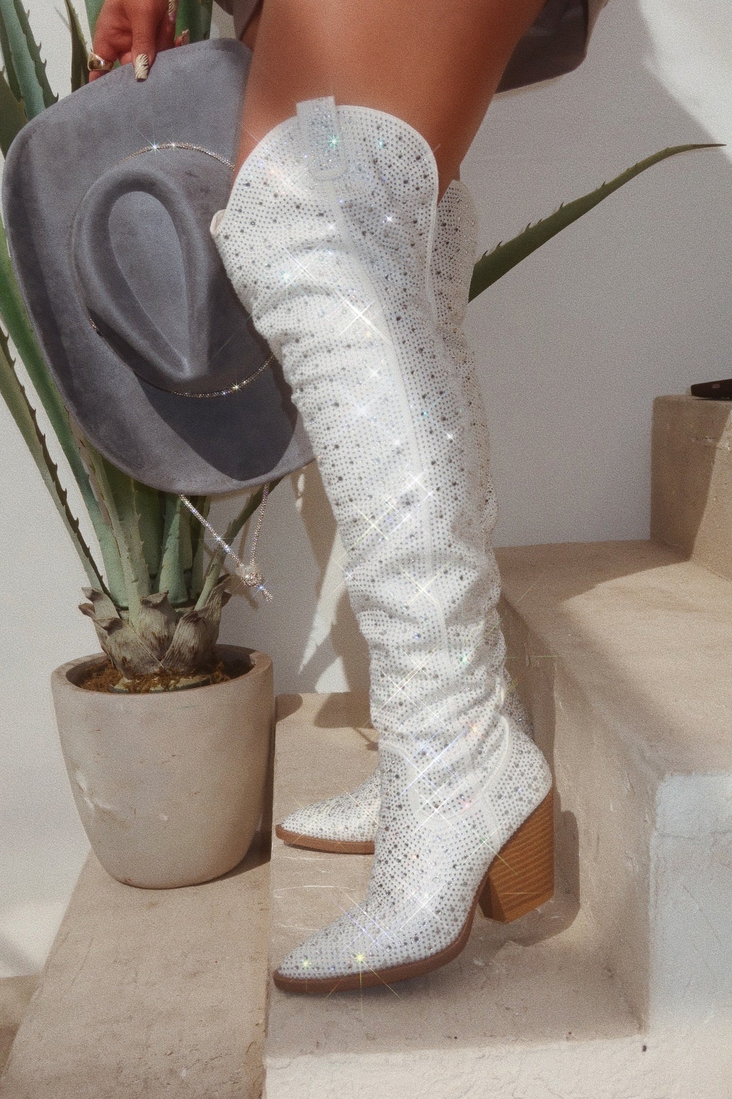 Nights In Nashville Embellished Cowgirl Boots - White