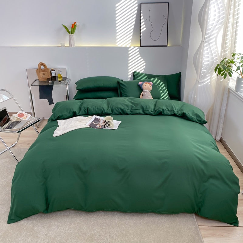 Duvet Cover Solid Color Quilt Cover Tibetan Green King Size Comforter Cover High Quality Skin Friendly Fabric Bedding Cover