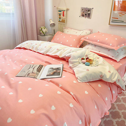 Fashion Bedding Set White Green Double Bed Linens Nordic Duvet Cover Pillowcase Queen Size Flat Sheet Classic Grid Kids Winter