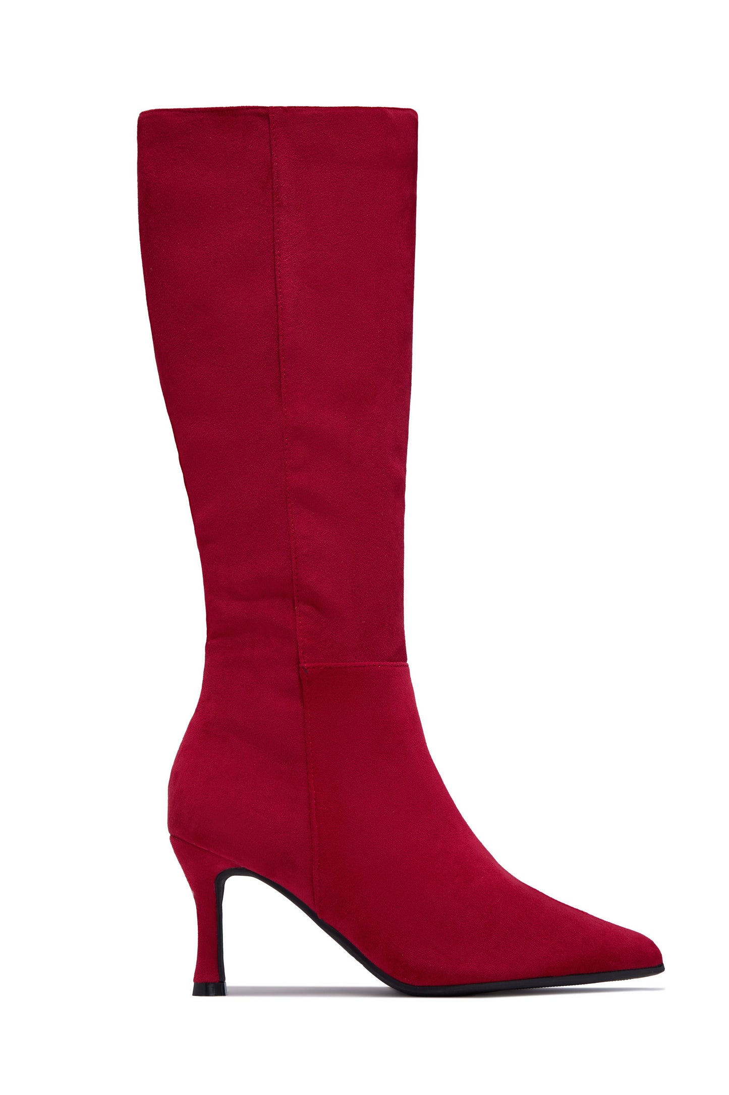 Zama Knee High Heel Boots - Red Suede