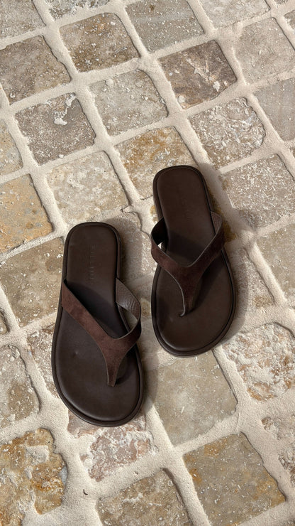 Orianna Slide - Dark Cacao Suede