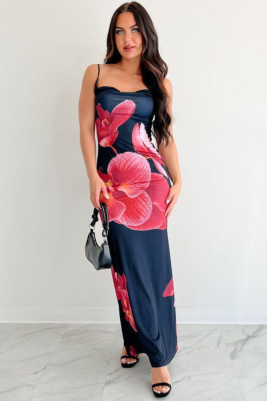 Call Me Maybe Sleeveless Floral Maxi Dress (Black)