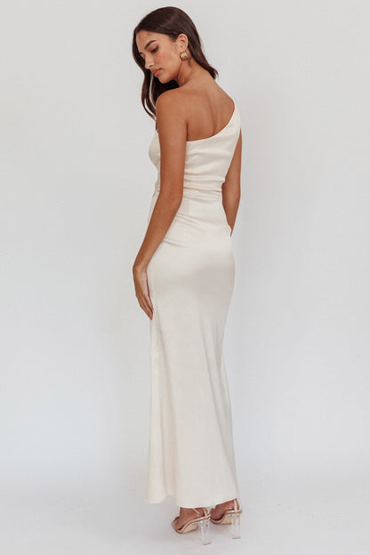 Taniesha One-Shoulder Gathered Maxi Dress Champagne