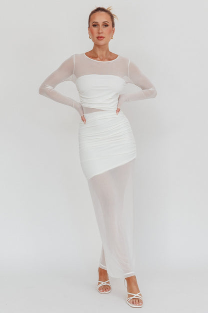 Harpa Mesh Maxi Dress White