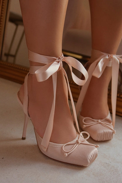 Alahna Ballet Lace Up Heels - Blush