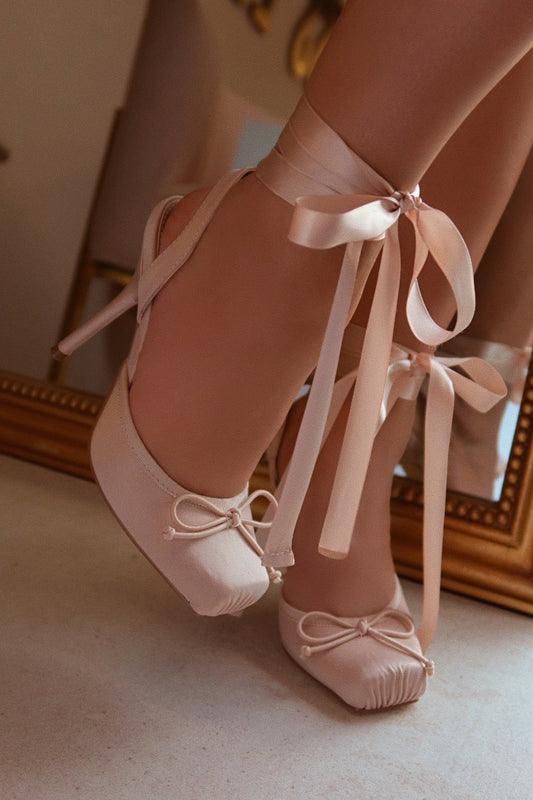 Alahna Ballet Lace Up Heels - Blush