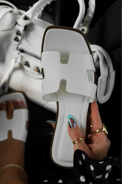 Lori Slip On Flat Sandals - White