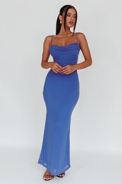 Teava Laced Waist Maxi Dress Blue